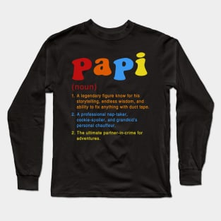 Papi Gifts Retro Vintage Father's Day Papi T-Shirt Long Sleeve T-Shirt